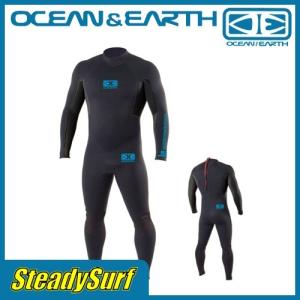 あすつく 3×2mm OCEAN&EARTH(オーシャンアンドアース)MENS STEARMER 3/2mm ウェットスーツ ブラック×ブルー メンズ 男性用 サーフィン｜steadysurf