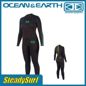 4×3mm OCEAN&EARTH(オーシャンアンドアース)LADIES STEAMER/ウェットスーツ/ブラック×ブルー/レディース/女性用/サーフィン/マリンスポーツ｜steadysurf