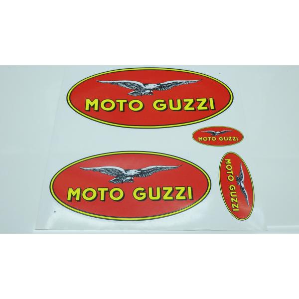 S24■モトグッチ OVAL ステッカー RED 4ピース ステッカー MOTO GUZZI