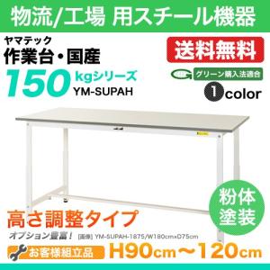 ヤマテック 作業台 150シリーズ 高さ調整タイプ 基本形 表示寸法:W1800×D900×H900〜1200 グリーン購入法適合商品 組立品 国産｜steelcom