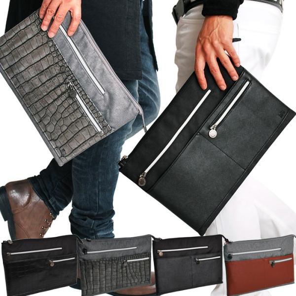 クラッチバッグ ショルダー付きPUレザー切替えクラッチバック 2WAY 男女兼用 ユニセックス