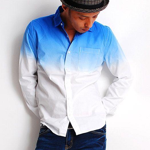 長袖シャツ グラデーションシャツ