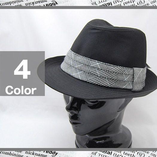 ハット/HAT/中折れ/チェックテープベルト付き中折れハット