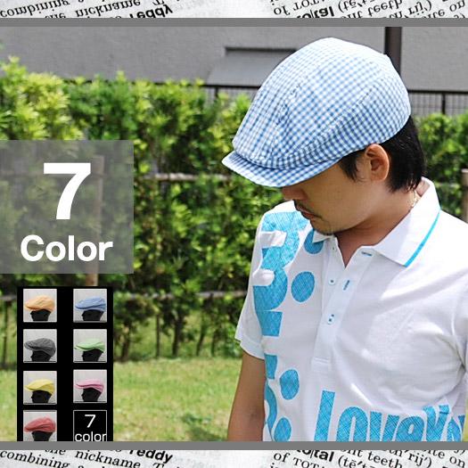 ハンチング/ハット/HAT/キャップ/CAP/ギンガムチェックロングブリムハンチング /メンズ /キ...