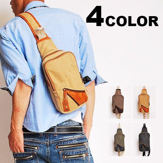 ボディーバック zipデザインキャンバスボディーバック