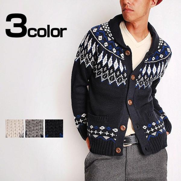 ニットカーデ ネイティブ オルティガ 求心柄ショールエリニットカーディガン メンズ セーター ニット