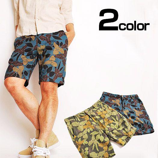 ショートパンツ メンズ 花柄 プリペラボタニカル柄アロハショーツ