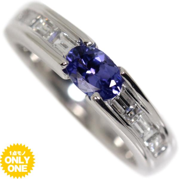 【1点モノ商品】K18 ホワイトゴールド　タンザナイト×バケットダイヤモンドリング【0.49ct】