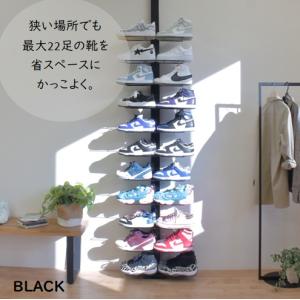 突っ張りシューズラック ダブルフック スリム ...の詳細画像2