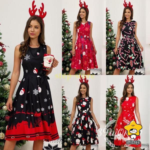 クリスマス ワンピース レディース サンタ ドレス パーティー チュニック コスチューム コスプレ ...