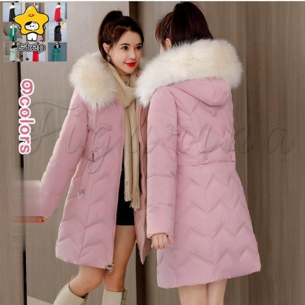 ダウン風コート フード付き 帽子 ファスナー 綿服 膝丈 ゆったり シンプルなデザイン 防寒対策 厚...