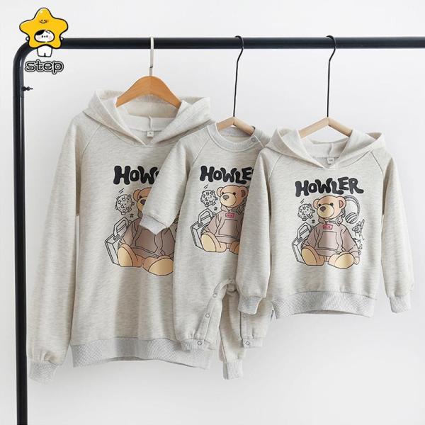 2022新作お揃いコーデ親子ペアルックベビートレイナー親子コーデ赤ちゃんカバーオールロンパース長袖親...