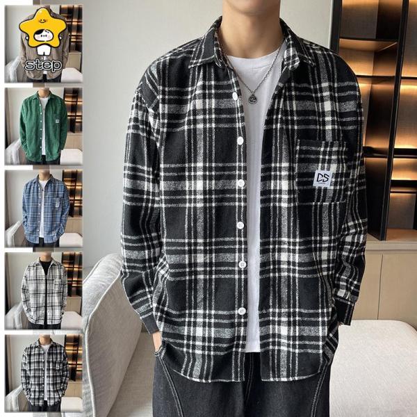 シャツ メンズ 長袖 チェックシャツ カジュアル オシャレ シンプル ボタンダウン 春秋冬 20代 ...