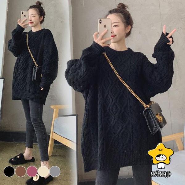 セーター レディース ニット セーター ロング丈 秋冬 ゆったり プルオーバー 長袖 セーター クル...