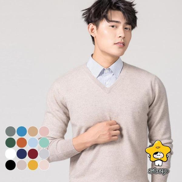Vネック ニットセーター メンズ ニット 厚手 冬 暖かい セーター 通勤 シンプル ビジネス Vネ...