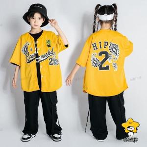 黄色 キッズ ダンス衣装 セットアップ ベース...の詳細画像2