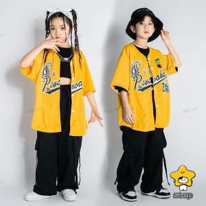 黄色 キッズ ダンス衣装 セットアップ ベース...の詳細画像3