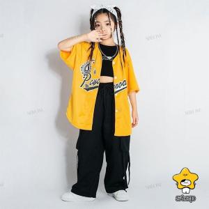 黄色 キッズ ダンス衣装 セットアップ ベース...の詳細画像5