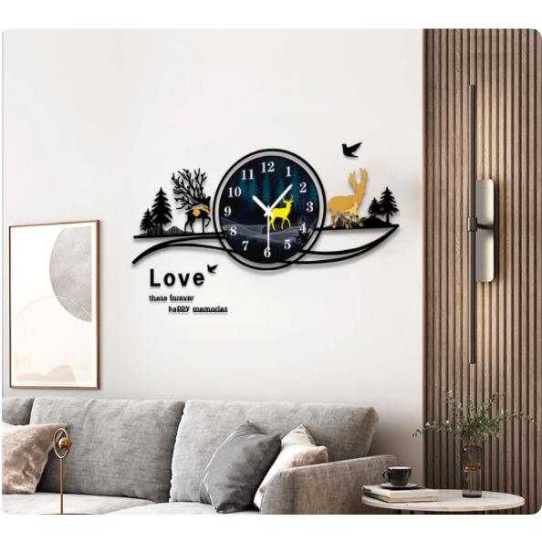 森鹿の壁掛け時計 掛け時計 かけ時計 おしゃれ 壁飾り 北欧 おしゃれ ウォールクロック プレゼント...