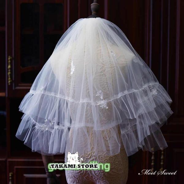 ウェディングベール ミディアムベール ショートベール バルーンベール フリル ボリューム コーム 2...