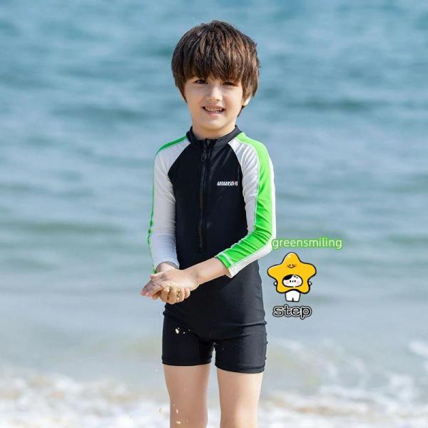 水着　男の子　ラッシュガード  キッズ  長袖 130 140　子供 キッズ ベビー　水着  ワンピ...