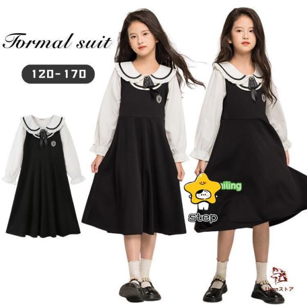 入学式 ワンピース 女の子 子供服 フォーマル 入学式 フェイクレイヤード 重ね着風 卒業式 ワンピ...