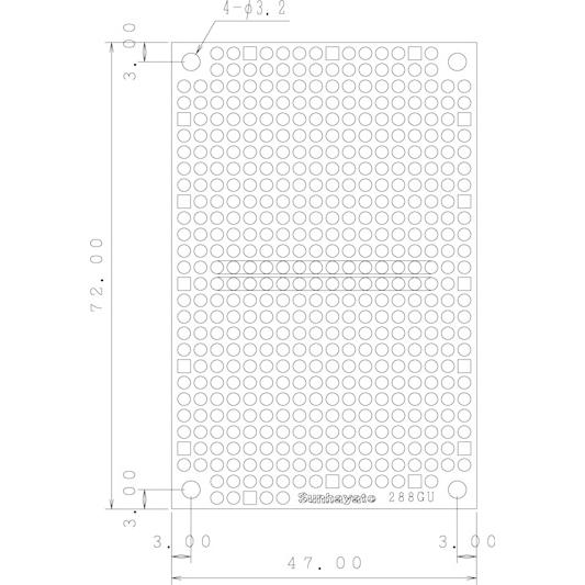 サンハヤト 基板  ICB-288GU   小型ユニバーサル基板　片面・ガラスコンポジット1.2t・...
