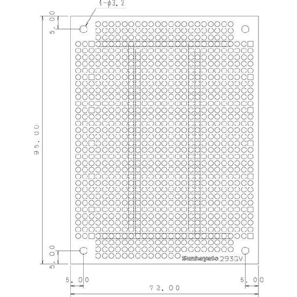 サンハヤト 基板  ICB-293GV   小型ユニバーサル基板　片面・ガラスコンポジット1.2t・...