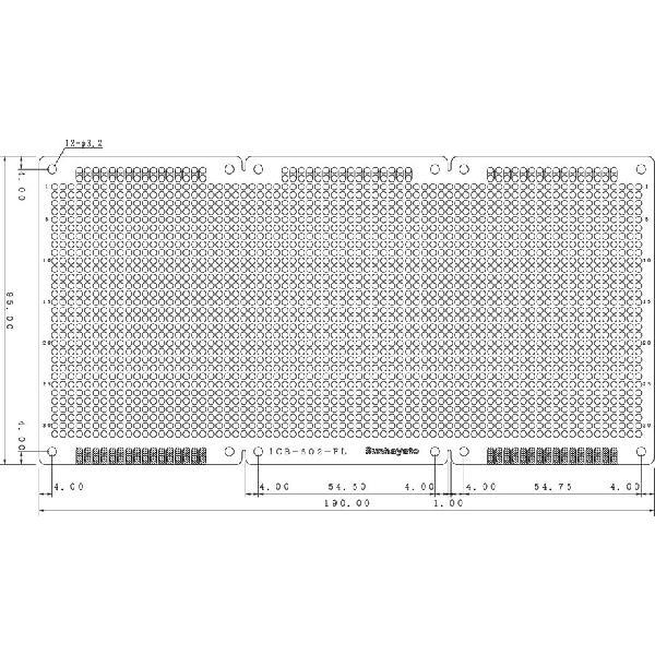 サンハヤト 基板  ICB-502-FL   ユニバーサル基板　《鉛フリー基板》片面・紙フェノール　...