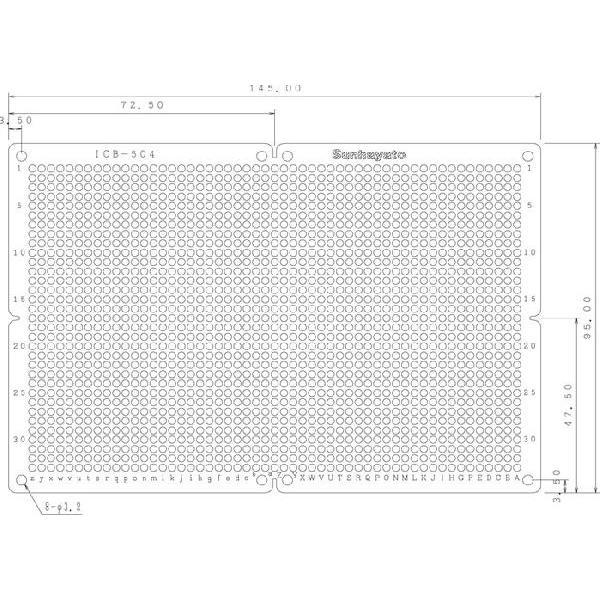 サンハヤト 基板  ICB-504   ユニバーサル基板　片面・紙フェノール1.6t・145×95m...