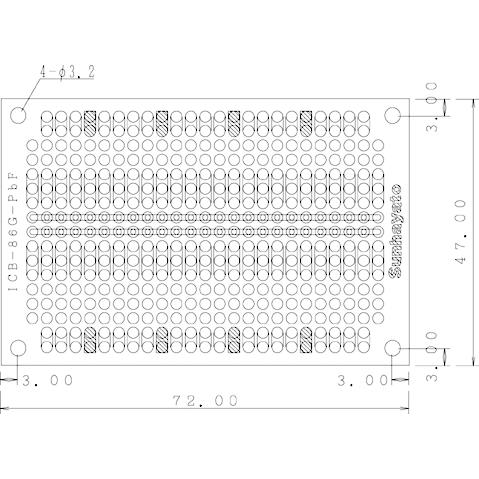 サンハヤト 基板  ICB-86G-PBF   小型ユニバーサル基板　《鉛フリー基板》片面・ガラスコ...