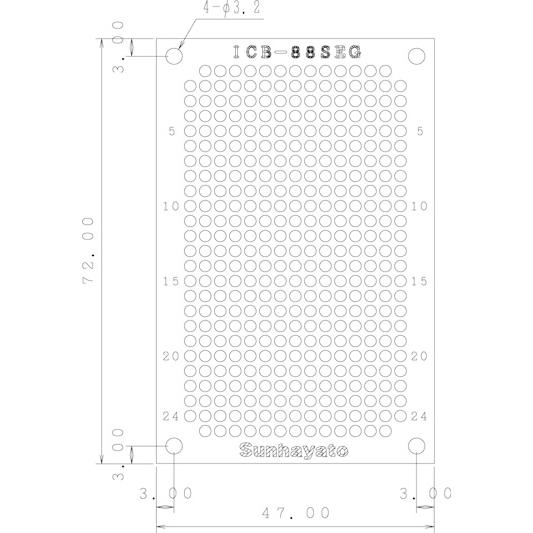 サンハヤト 基板  ICB-88SEG   小型ユニバーサル基板　両面・ガラスコンポジット1.2t・...