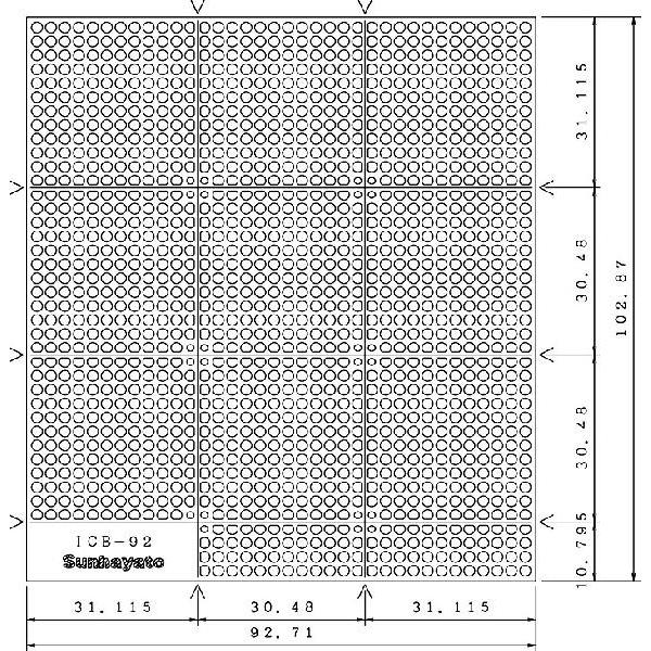 サンハヤト 基板  ICB-92   小型ユニバーサル基板　手で割れるVカット入りユニバーサル基板