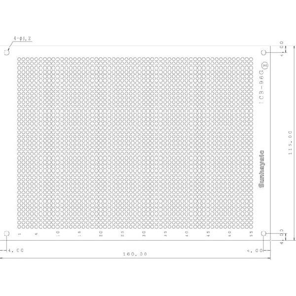 サンハヤト 基板  ICB-96G   ユニバーサル基板　片面・ガラスコンポジット1.2t・160×...