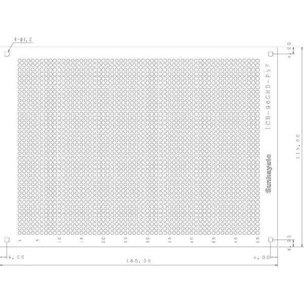 サンハヤト 基板  ICB-96GHD-PBF   ユニバーサル基板　《鉛フリー基板》両面・ガラスエ...