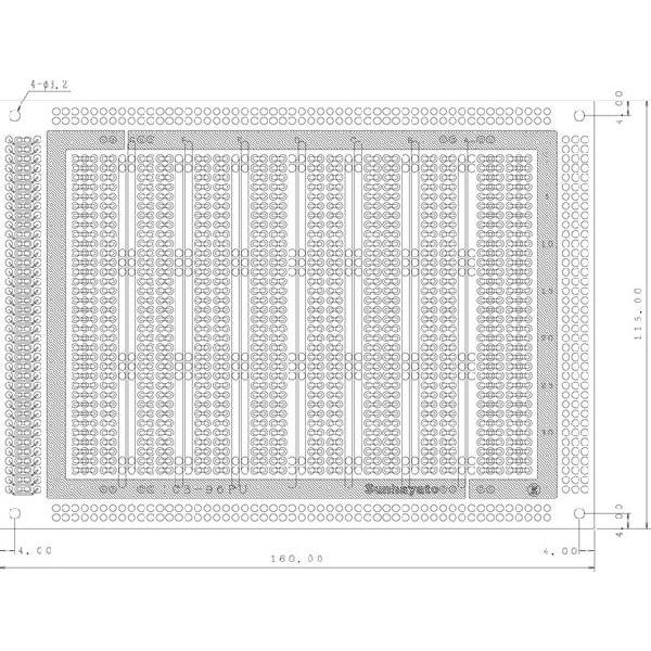 サンハヤト 基板  ICB-96PU   ユニバーサル基板　片面・紙フェノール1.6t・160×11...