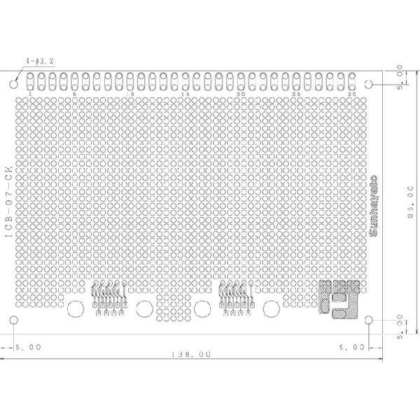 サンハヤト 基板  ICB-97-CK   ユニバーサル基板　Dsubコネクタが直接実装できる