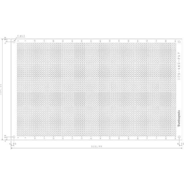 サンハヤト 基板  ICB-98G-PBF   ユニバーサル基板　《鉛フリー基板》片面・ガラスエポキ...