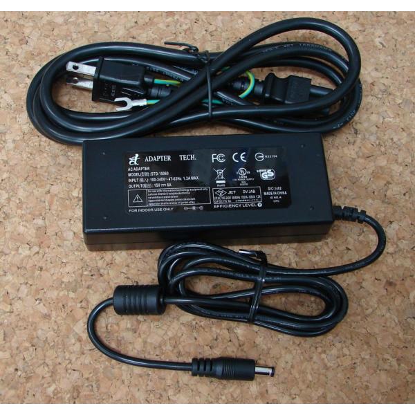 海外/国内 スイッチング ＡＣアダプター STD-15060　15V　6.0A DCプラグ（外形5....
