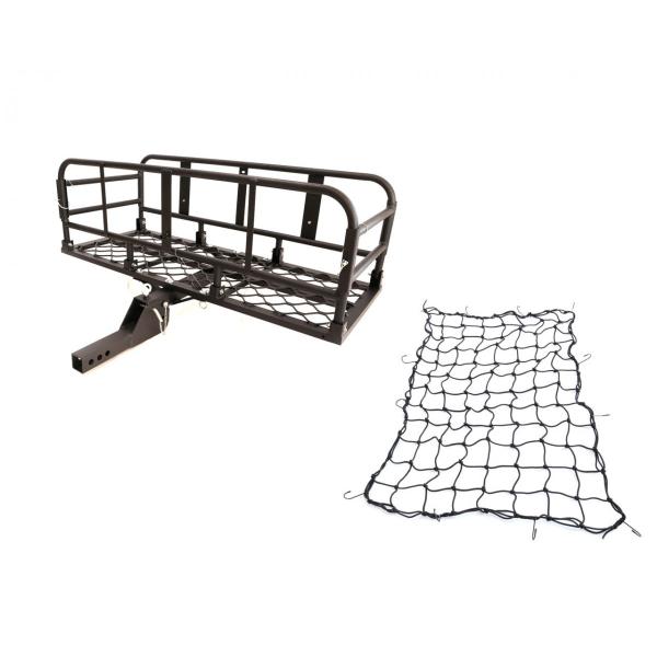 ヒッチキャリアカーゴ アルミ ネット付き ブラック 折り畳み式 軽量 C05 1200 500 ツー...