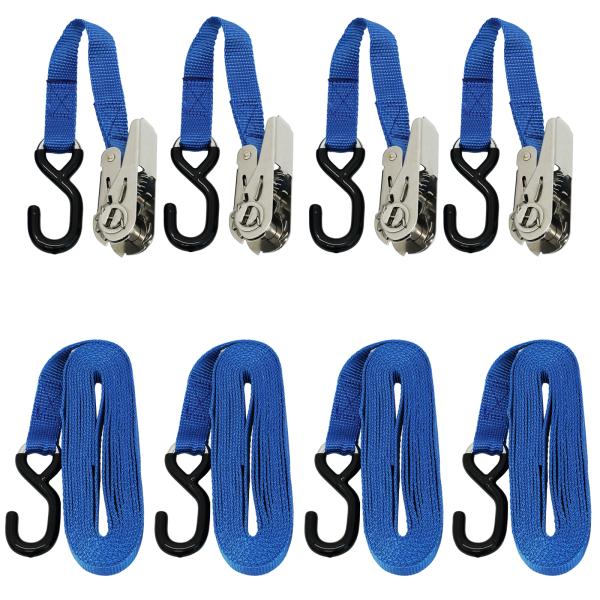 荷物固定ベルト タイダウンベルト トラック 荷台ベルト ラチェット式 ワンタッチステンレススチール製...