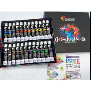 アウトレット特価　Zenacolor 24色 アクリル絵具セット 12mL