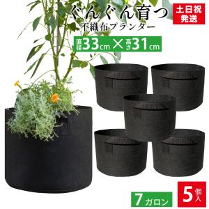 不織布プランター 7ガロン ５個 不織布ポット 12号 35x28 植木鉢 大型 軽い 軽量 深鉢 フェルト 布鉢 黒 家庭菜園 ベランダ菜園 ハーブ 野菜栽培 野菜