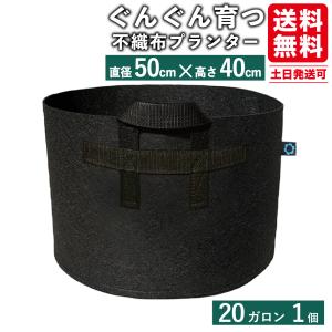 不織布ポット 20ガロン 1個 不織布プランター 18号 50x40 植木鉢 フェルトプランター 大型 軽い 軽量 深鉢 フェルト 布鉢 黒