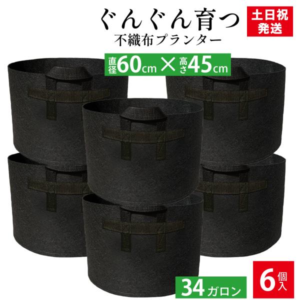 不織布プランター 34ガロン 6個 60x45 20号 特大 プランター 不織布ポット 爆買