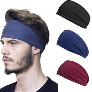 TENGFENG ヘアバンド メンズヘッドバンド 汗吸収 スポーツ - 広幅 快適な汗止めバンド 男女兼用 速乾 ターバン風ヘアバンド ランニング サ