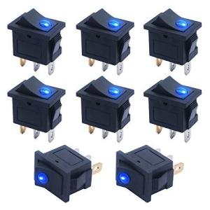 mxuteuk 8個12Vブルーライト点灯スナップインボートロッカースイッチトグル電源SPST ON-Off 3ピンAC 250V 6A 125V 1