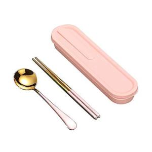 bohaojpカトラリー 箸 スプーン フ 2点セット食器セット 弁当用 携帯便利 菜箸