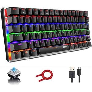 LexonTech 82鍵ゲーミングキーボード メカニカルキーボード 有線 リンボーバックライト メカニカル式 USBケーブル取り外し可能 (青ブラ