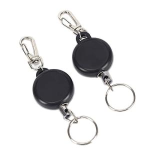 Orirya リールキーホルダー 強力 金属ワイヤー キーチェーン キーリール 金属二重リング カラビナ付 60Cm 伸びる キーリング ABS+高強